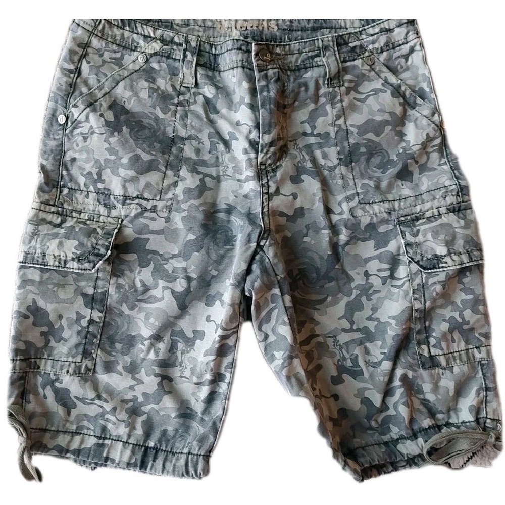 Women's D Jeans Khaki Green Tie Casual Camouflage Cargo Shorts Size 8 Y2K Grunge